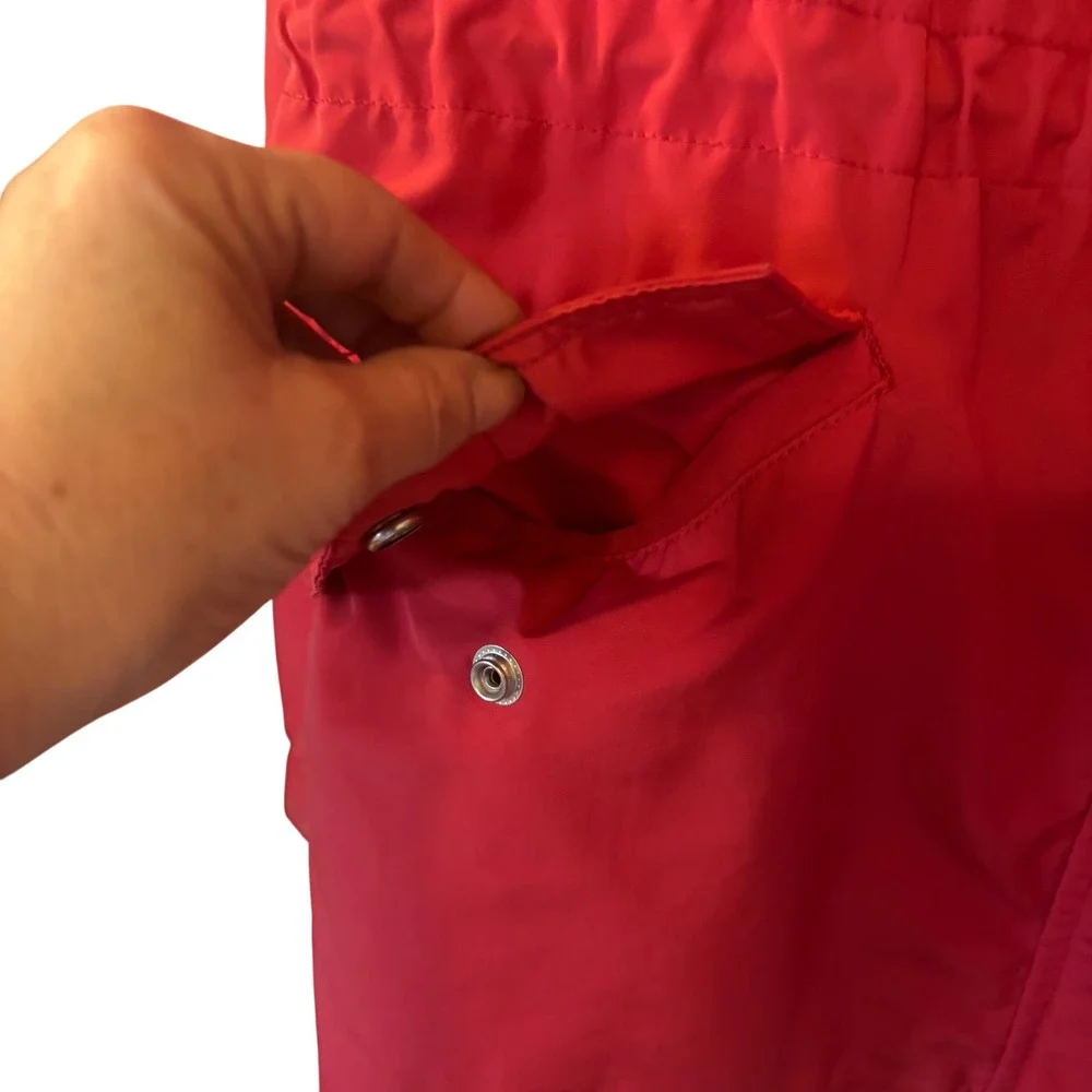 Sanctuary‎ Women's Rain Wind Jacket XL Red Zipper Snap Front